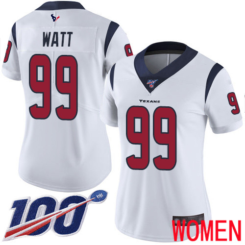 Houston Texans Limited White Women J J Watt Road Jersey NFL Football 99 100th Season Vapor Untouchable